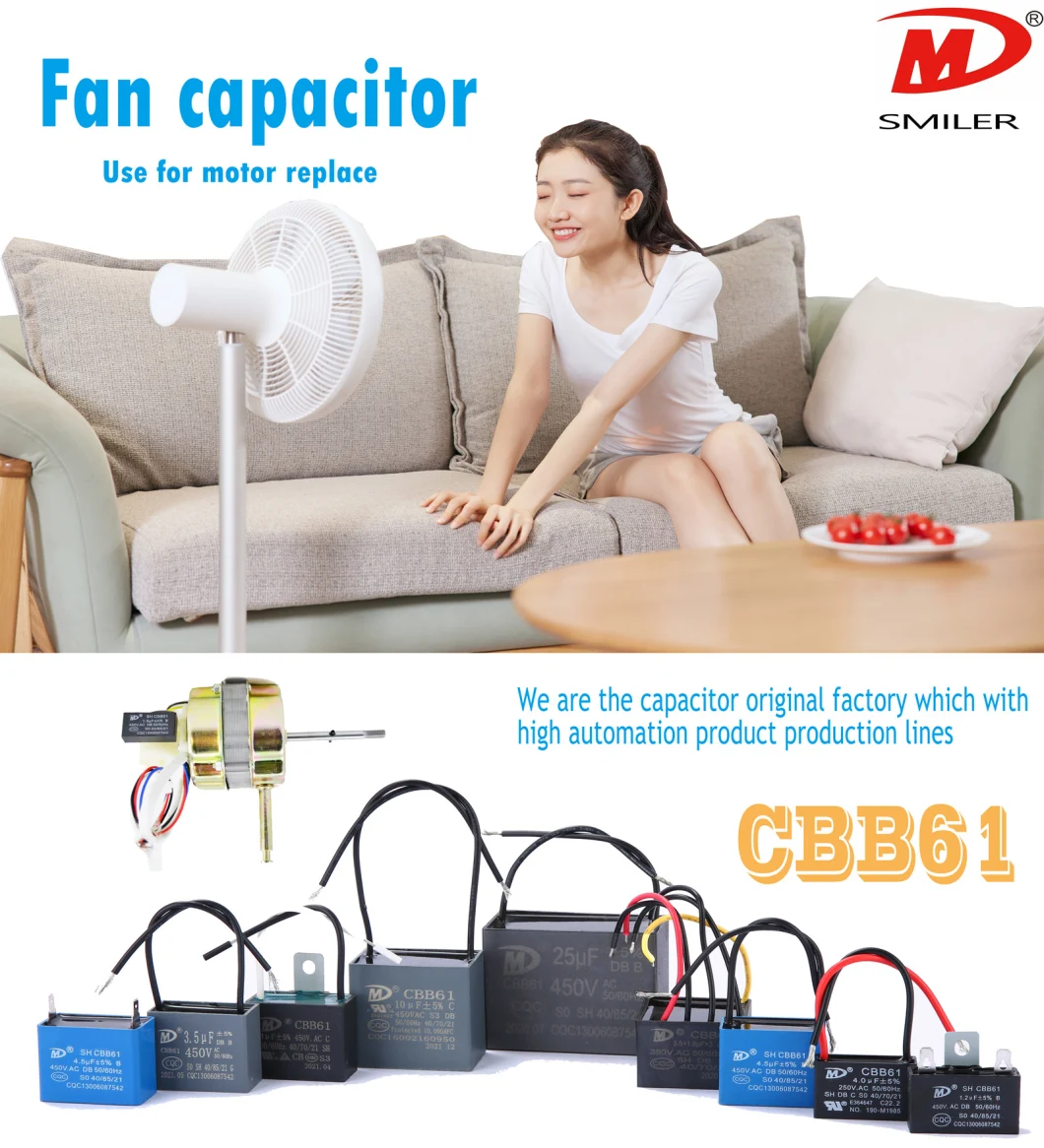 Factory Cbb61 Start Capacitor 450V Fan Capacitor