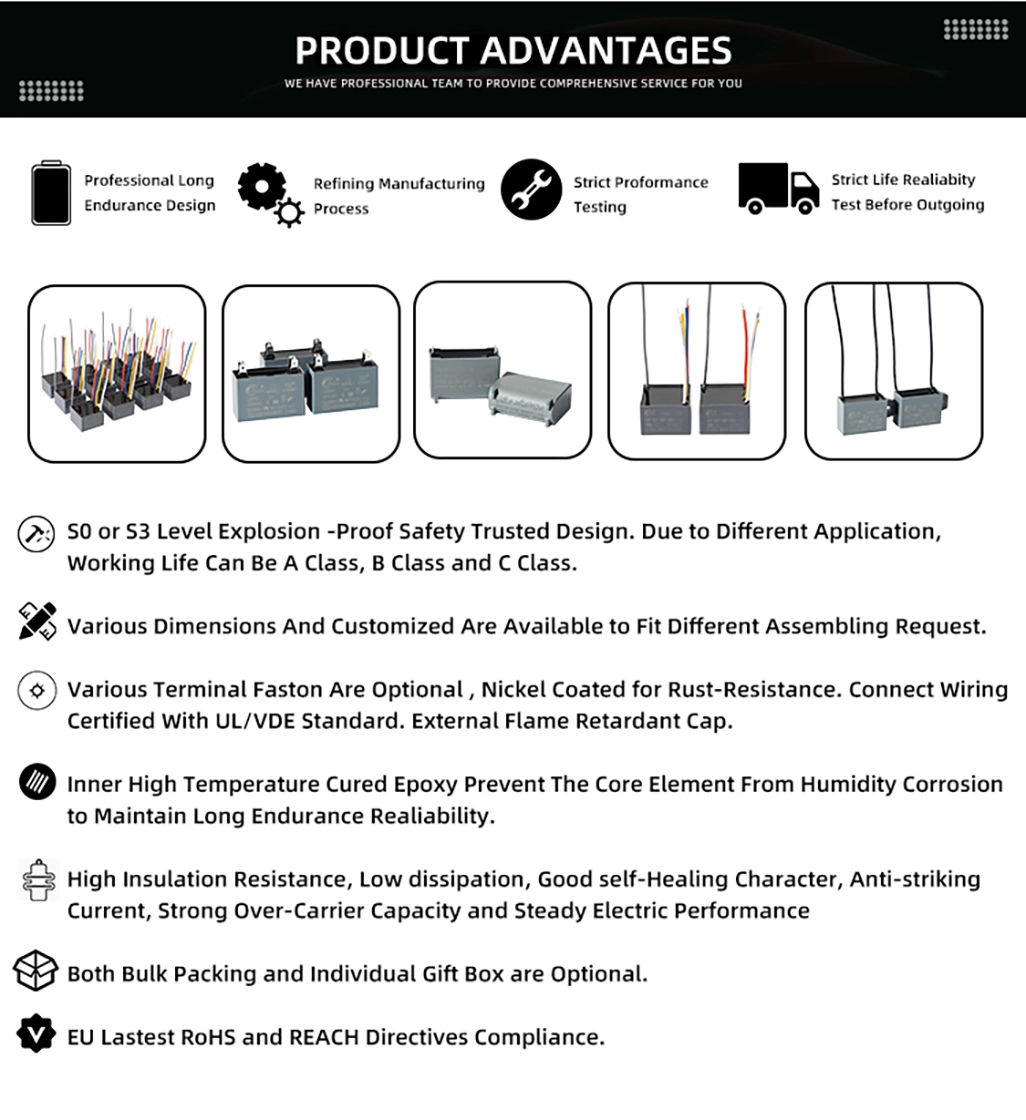 Factory Ks Pinge Film Capacitor Cbb61 Fan Motor Start Capacitor